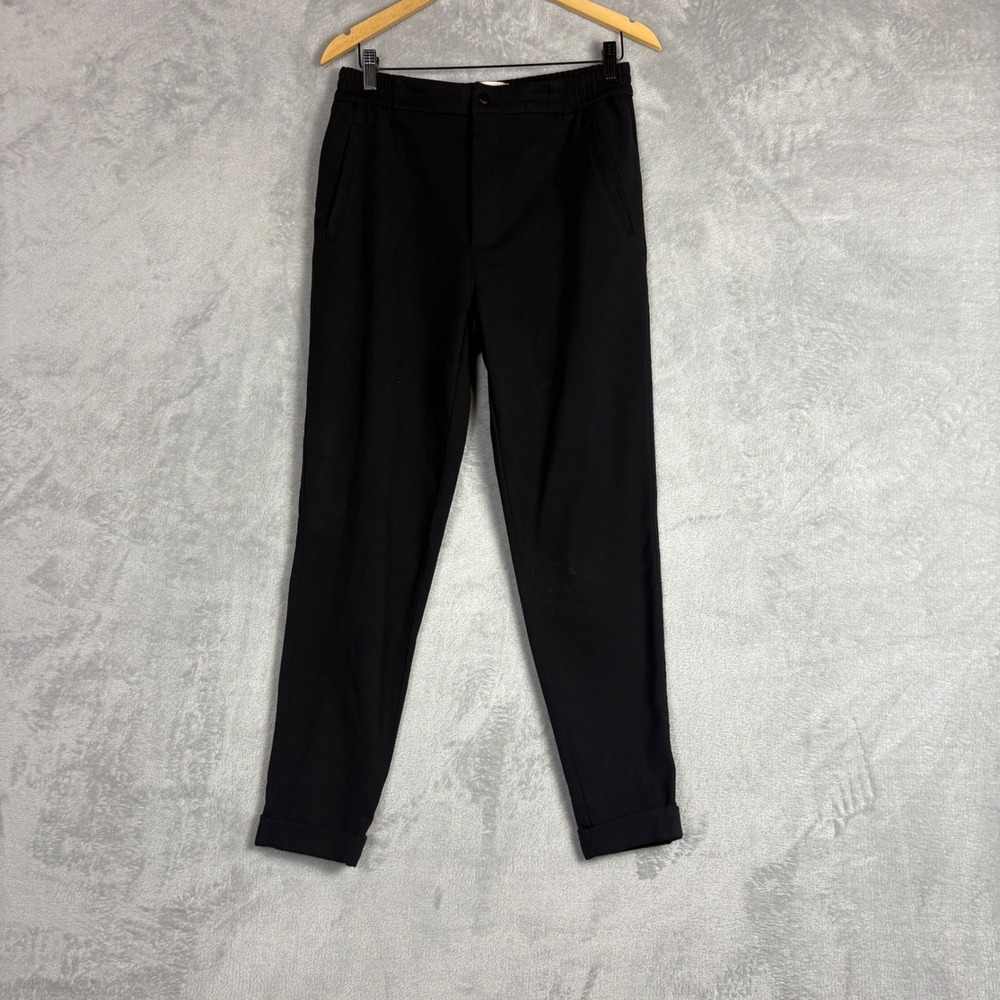 Folk Trouser Pants Size 2 Women Black Tapered Cuffed Pleated Quiet Luxury Comfy